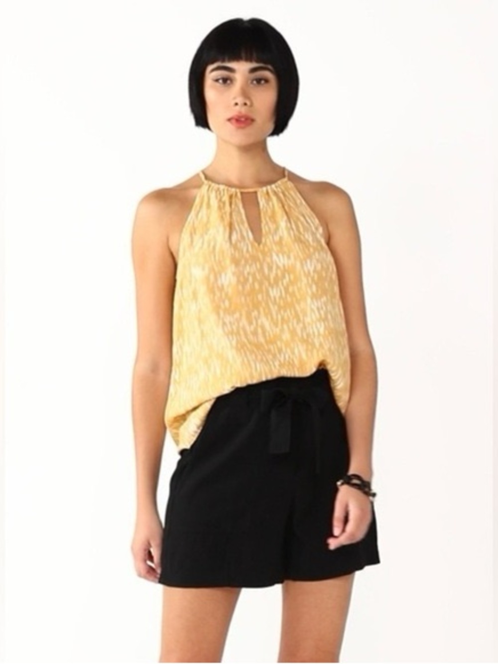 Nine West Cute Yellow Keyhole Halter Camisole, Size XL